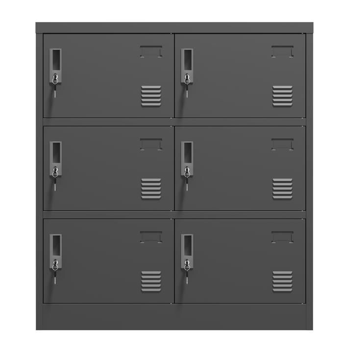 Casier métallique 6 portes – armoire de rangement verrouillable – noir – 90 x 40 x 100 cm