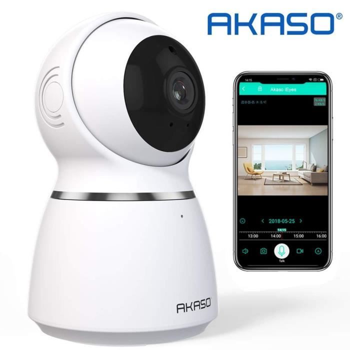 AKASO P50 Caméra IP Dôme Surveillance Wifi 1080P HD 360° 3D Suivi