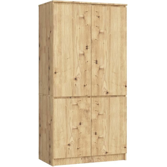 Armoire Penderie Style Mexicain Tequila - Pin Massif - 2 Portes, 1 Tiroir - Dimensions 100x189x56 Cm
