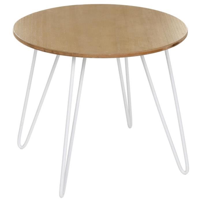Bout De Canape Style Scandinave Blanc L 48 X L 48 X H 45 Cm