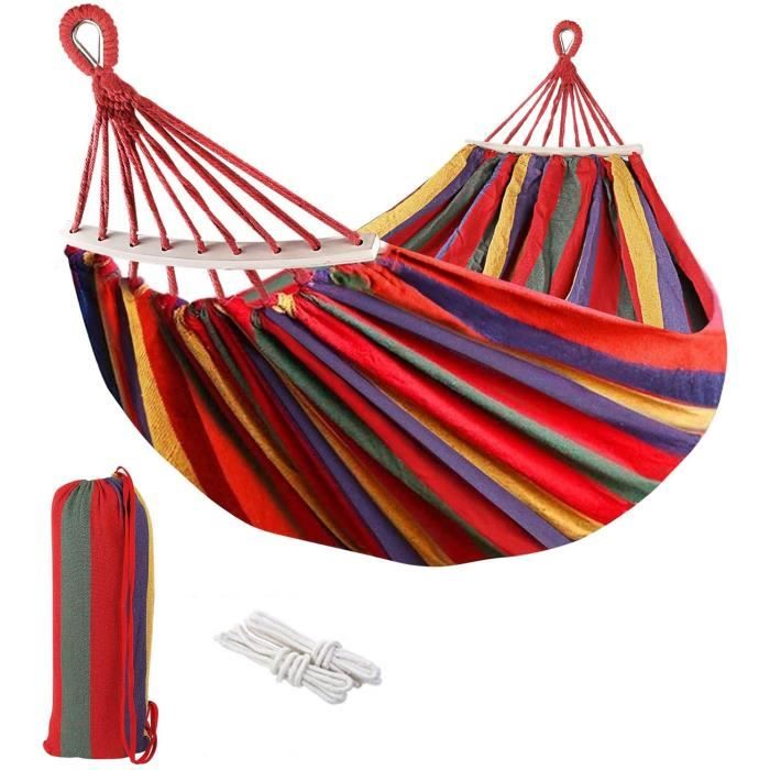 Rouge, 260x80cm Hamac Suspendu Exterieur 1-2 Personne Charge 200Kg Hamacs pour de Jardin RandonnéE Camping