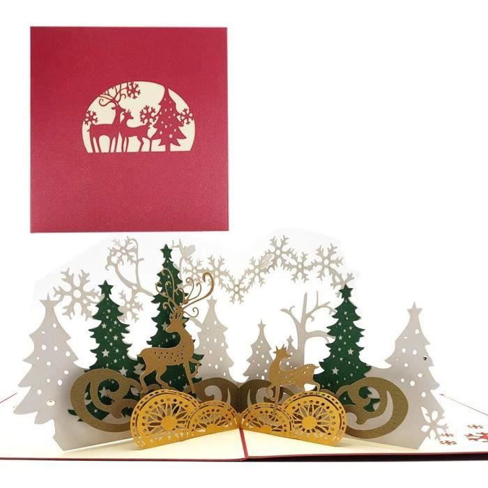 3D Pop-up Noël Cartes de Voeux avec Enveloppe Carte Noel 3D de