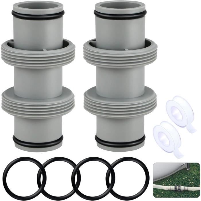 2 Raccords De Tuyau Nervurés Pour Piscine 32-38 Mm - Adaptateur Blanc, Longueur Environ 8 Cm