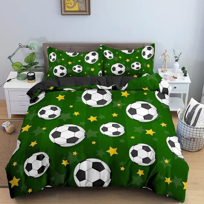 Housse De Couette 200X200 Ballon De Foot Rouge Parure De Lit 2
