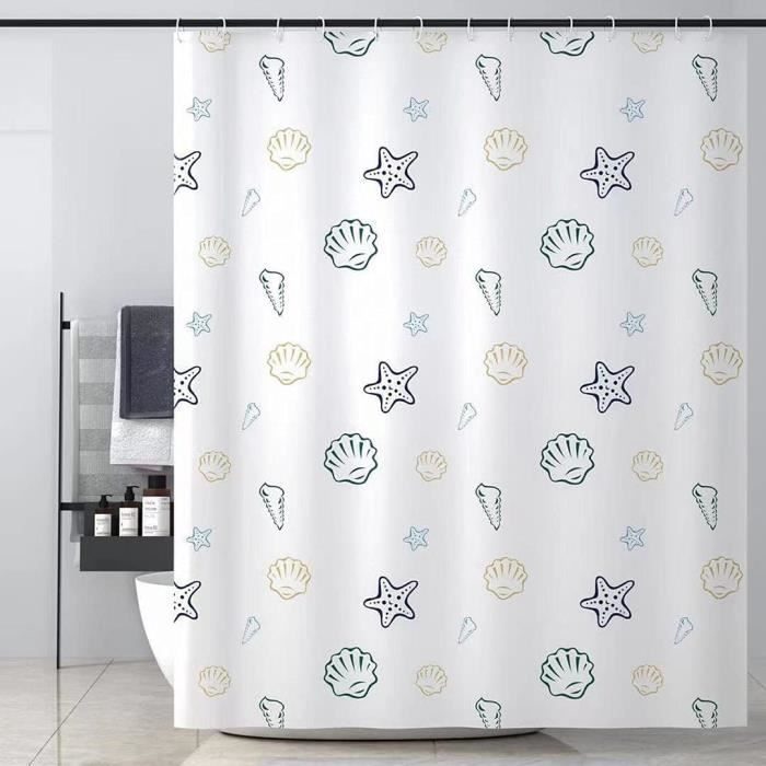 Rideau De Douche Textile Polyester - Imperméable Anti-moisissure - 180x200 Cm - Gris Clair - 12 Oeillets