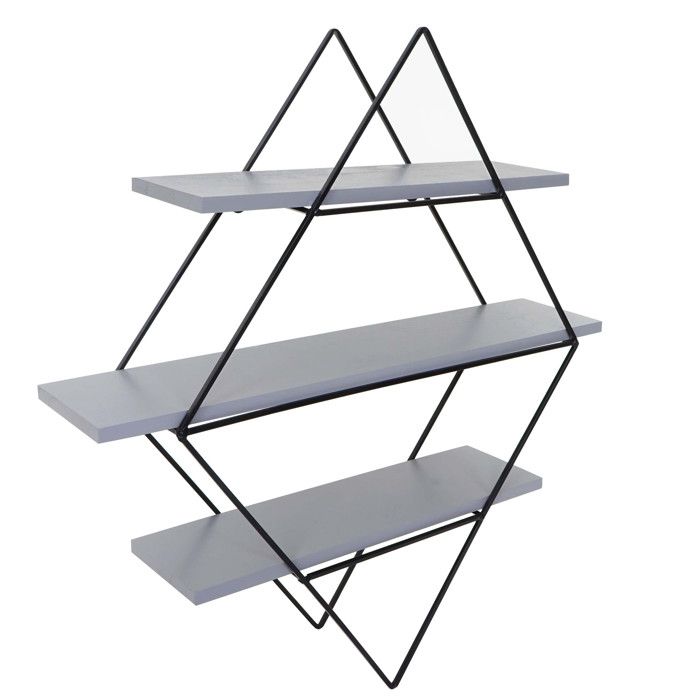 Etagère murale HWC-A80 - étagère suspendue - design industriel bois véritable 60x55x12cm - gris-bleu