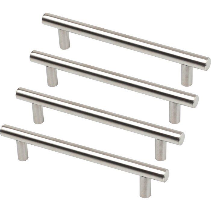 Poignée pour meuble - Style contemporain - Inox - Fini nickel satiné - entraxe 128 mm