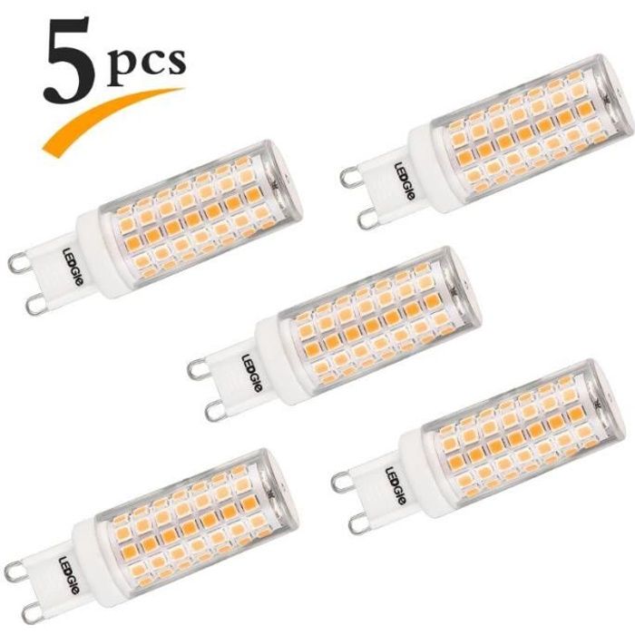 LEDGLE Ampoule LED G9 Sans Scintillement,700lm non-dimmable Blanc Chaud 3000K Lot de 5 8W équivalent 80W 