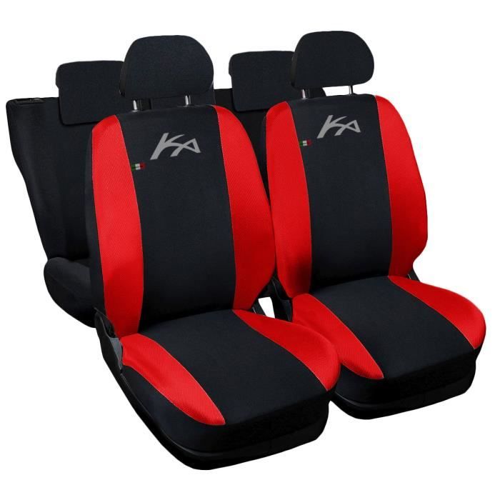 Lupex Shop Housses de siège auto compatibles pour Ka Noir Rouge