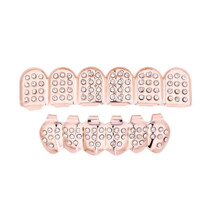Grillz Dents Hip Hop - Plaqué Or Brillant Avec Canines Vampire - Pour Hommes Et Femmes - Set Complet