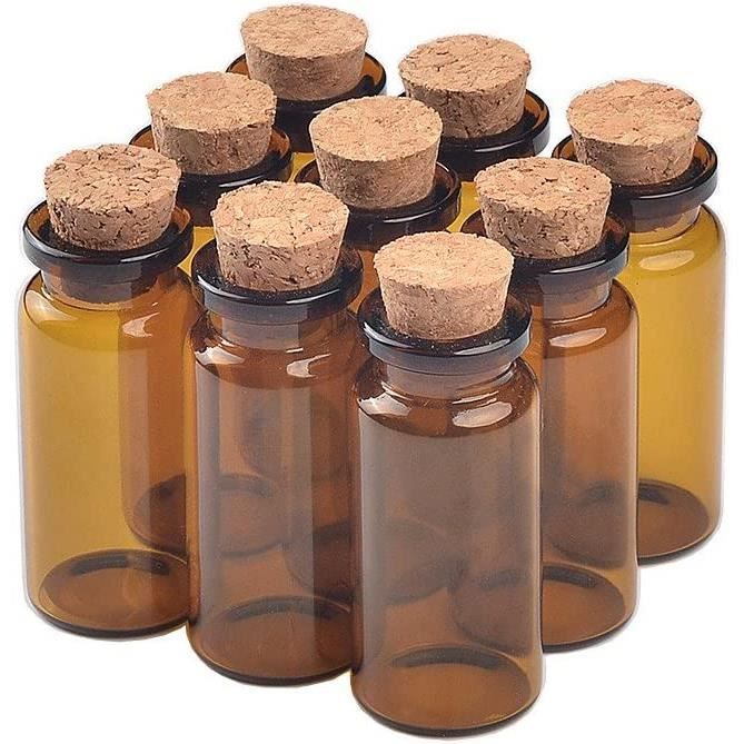 12pcs 10ml Mini Fiole en Verre avec Bouchon Liège Souhaitant Bouteilles