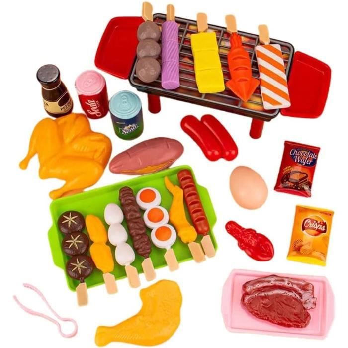 Jeu De Barbecue Pour Enfant – 21 Pièces En ABS Avec Aliments Et Ustensiles Réalistes – Cadeau Anniversaire Et Noël Dès 3 Ans