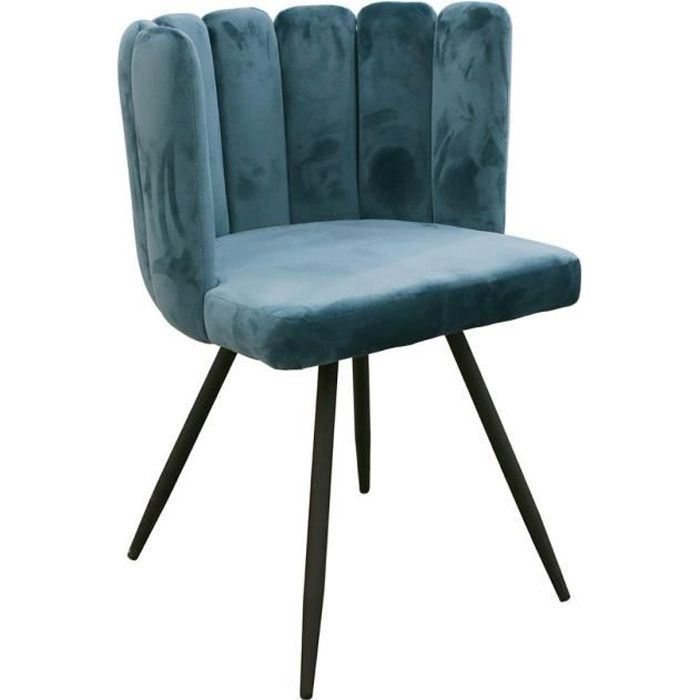 chaise ariel velours bleu canard autres bleu