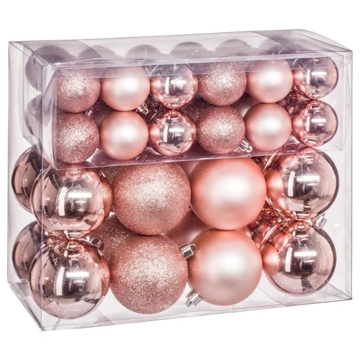 Kit déco pour sapin de Noël 52 Pièces Rose Cdiscount Maison