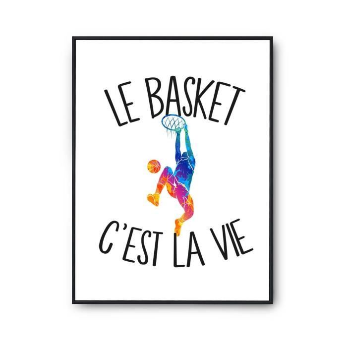 Affiche - Basket cest la vie - Motif Basketball - A4 - Finition perlée