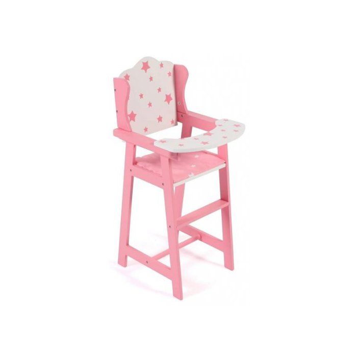 Chaise Haute Poupée ROBA Scarlett - Bois Naturel Avec Coussin Rose - 52cm - Dès 3 Ans