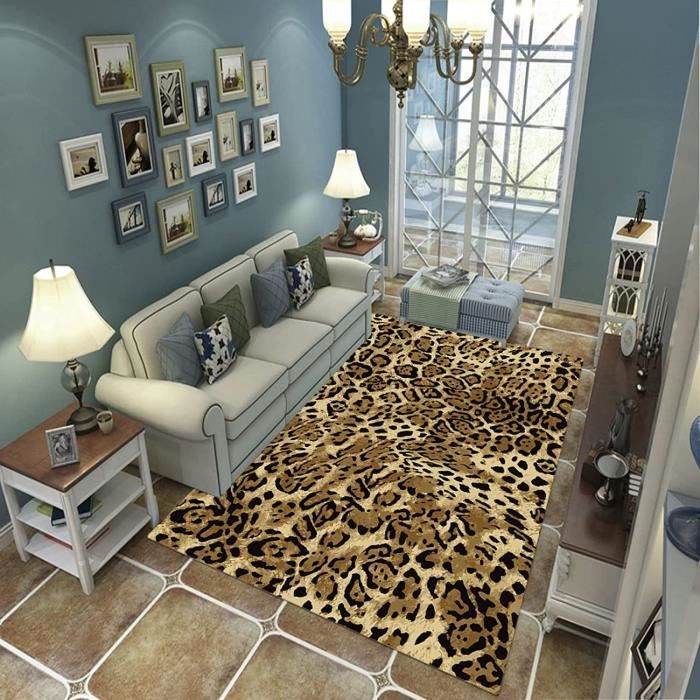 Tapis À Poils Ras Salon Moderne 80 X 160 CMimprimé Léopard De Mode Pour Décoration D'intérieur 80x160cm
