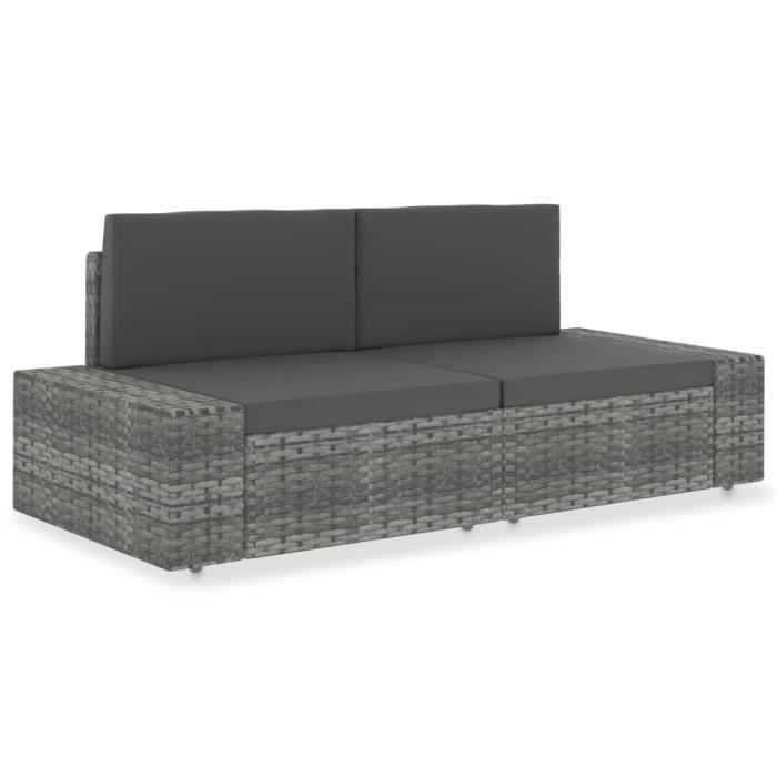 Canapé sectionnel 2 places - Style scandinave Sofa Résine tressée Gris