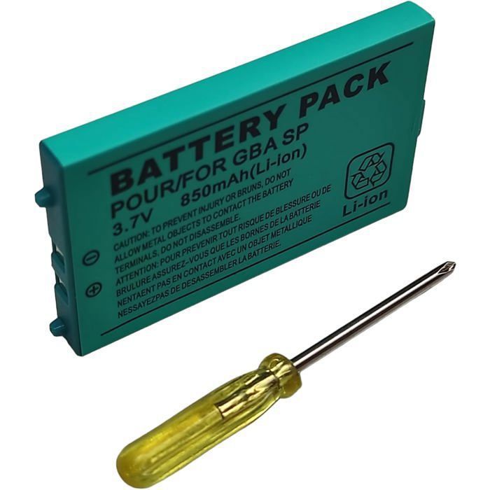 Link e Batterie 3.7V 850mAh Compatible avec Console Portable Nintendo GBA SP Tournevis Inclus