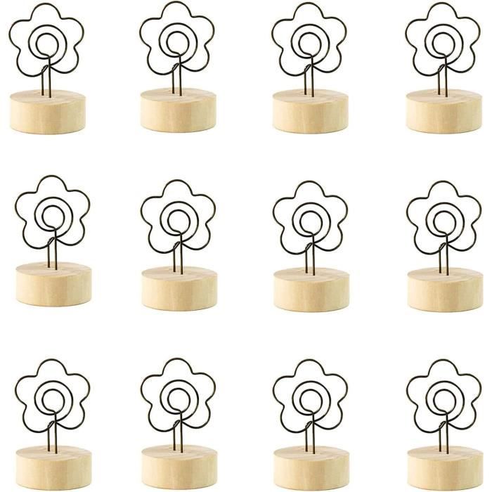 Lot De 10 Pinces à Photos En Bois Forme Cactus - Avec Base Et Corde, Pour Décoration Mariage, Anniversaire