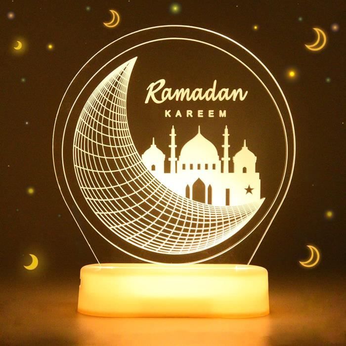 Ramadan Lampe, Lampe de table 3D, Veilleuse de l'Aïd al-Fitr