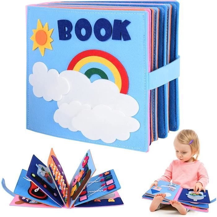 Sirecal Quiet Book Busy Board – Livre en feutre 3D Montessori Jouet  d'activités pour bébé Livre souple pour enfants Livre en tissu souple 1 2 3  ans