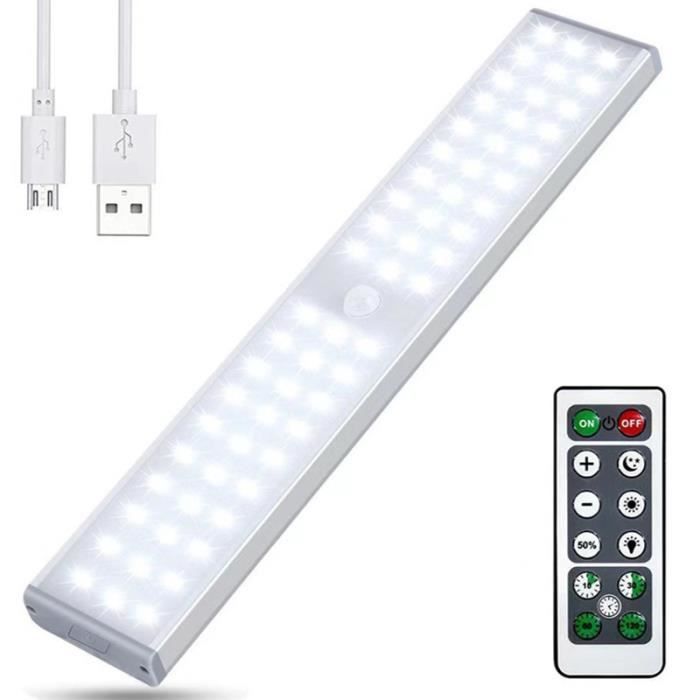 YSDSY Lampe de Placard 60 LED, Eclairage Placard Détecteur de Mouvement,  Rechargeable USB, 3 Modes d