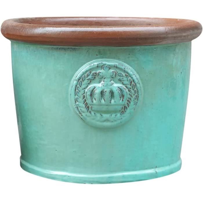 Jardinières Soholm Danemark – Grès émaillé Bleu Gris Floral – Vintage 70's