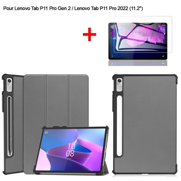 ebestStar ® pour Lenovo Tab P11, P11 Plus - Housse PU Cuir Rotatif 360 +  Film protection écran en VERRE Trempé, Bleu Foncé