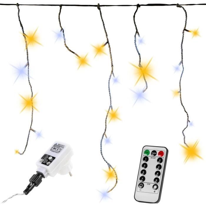 Guirlande Lumineuse Pétard RESNICE 6 M, 200 LED Blanc Chaud - Télécommande, 8 Modes, IP44 étanche, Pour Intérieur/extérieur