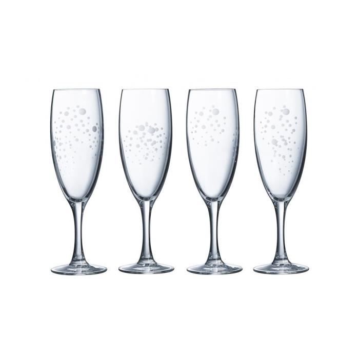 6 FLÛTES a Champagne modèle CHAUMONT Cristal d'arques France lot série 