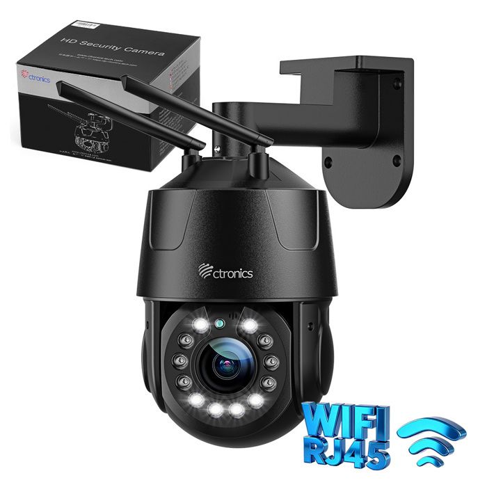Caméra WiFi Intérieure CTRONICS 4MP PTZ - Vision Nocturne, Suivi Automatique