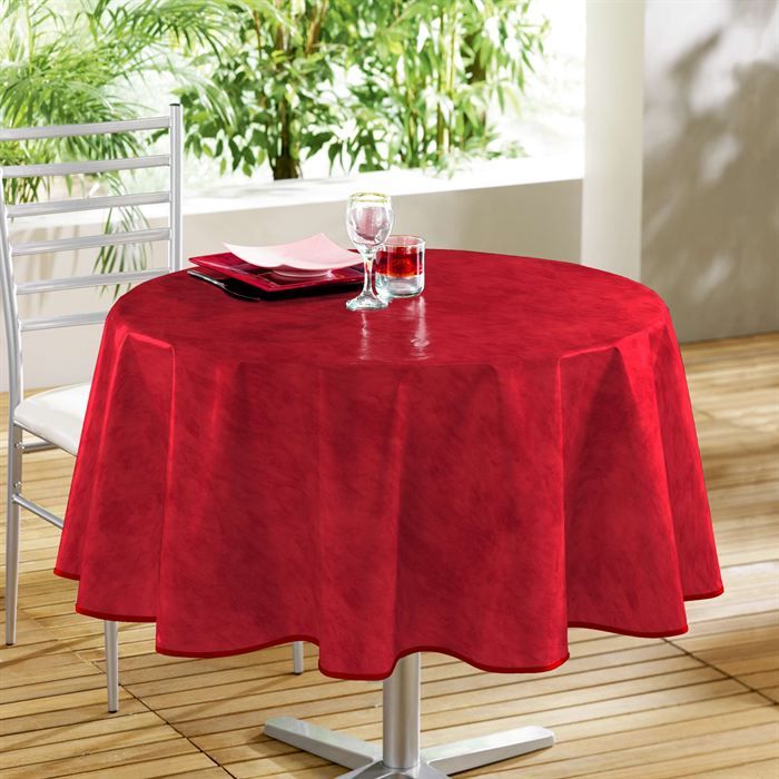 Nappe Toile Cirée 20 km 140 cm largeur Rouleaux uni rouge