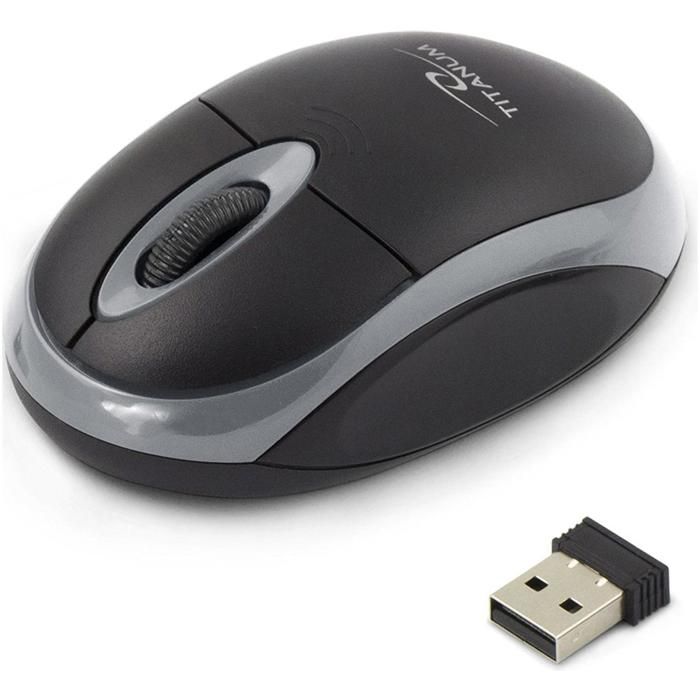 Souris optique - Titanum - VULTURE - Sans fil 2.4 GHz - 3 boutons - Récepteur USB gris