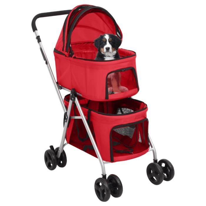 Meilleurs prix pour Poussette pour chien - Fafeicy - FA001 - Rouge - Pliable - 2 niveaux - 10 kg max
