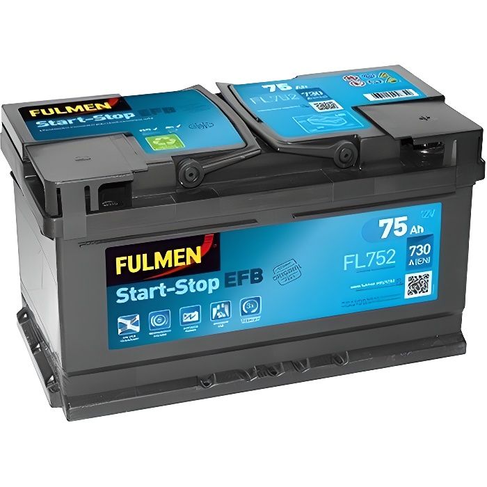 Batterie voiture FULMEN Start-Stop EFB FL752 12V 75Ah 730A-Fulmen