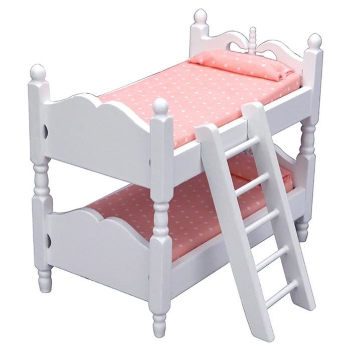 Odoria – Lit Superposé Miniature 1/12 Pour Maison De Poupée – Bois Et Tissu – 13,7 X 8,1 X 12 Cm – À Partir De 14 Ans
