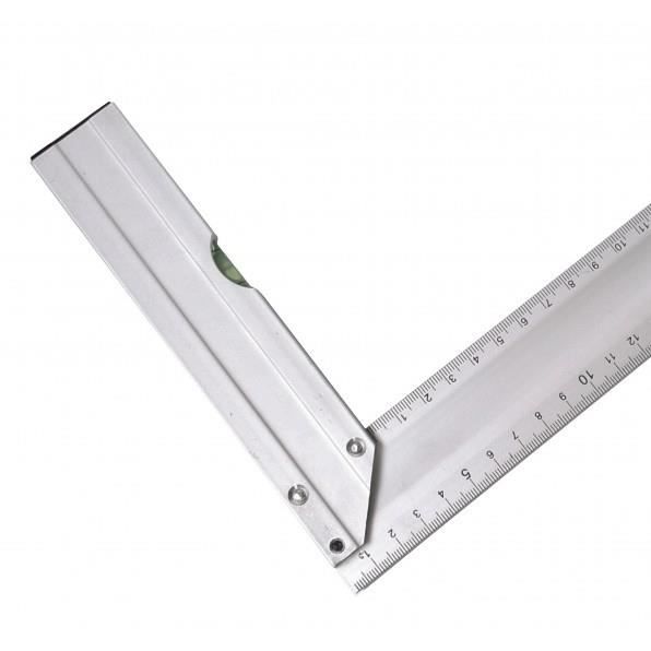 Equerre de menuisier en Aluminium 250 mm Avec niveau à bulle Angle 90 et 45°