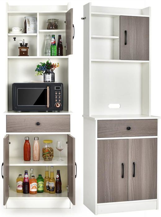 SoBuy Desserte Roulante De Cuisine - Chariot Avec Tiroir, Porte Et Plateau Inox 83x46x90 Cm