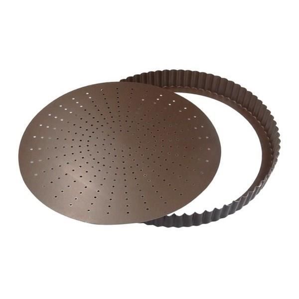 Gobel Moule à tarte - Tourtière cannélée perforée - Ø32cm - Fond amovible - Acier anti-adhérent