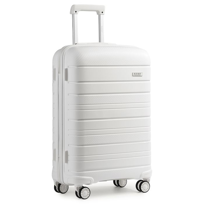 Kono Valise Trolley Cabine 55cm Bagage à Main Rigide en Polypropylène Ultra Léger à 4 roulettes avec Serrure TSA Intégré 40L Blanc