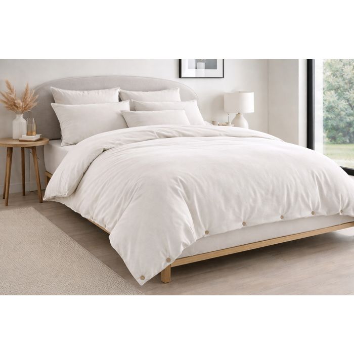 Pack Housse de Couette 260 x 240 cm + Drap Housse 160x200 cm – Flanelle CANDICE Blanc