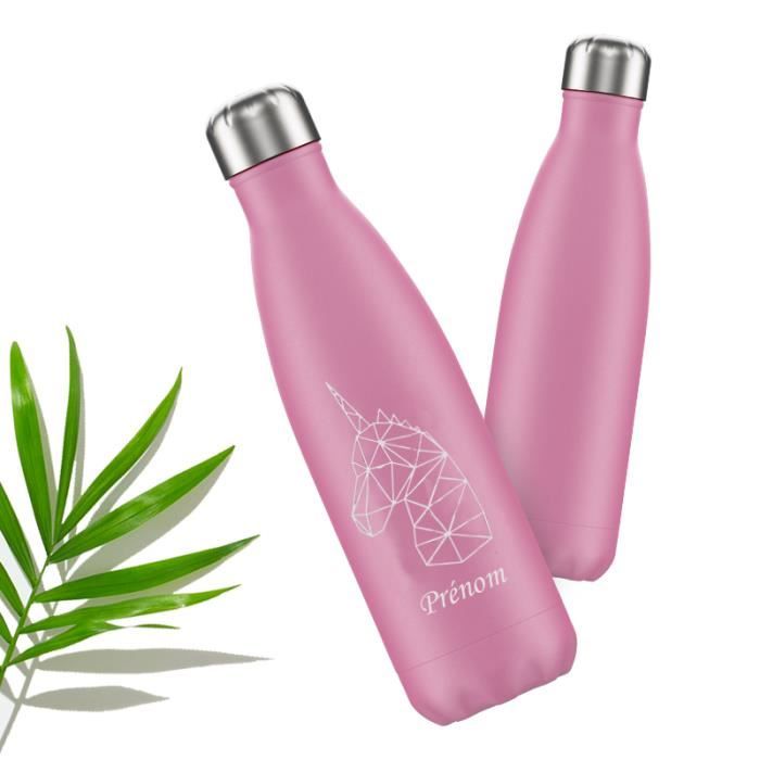 Gourde Isotherme Personnalisable Gravée Prénom - Bouteille Thermos Inox 350ml 750ml