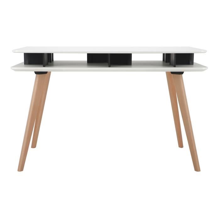 Miliboo Bureau Scandinave Blanc Et Noir Avec Rangements Et Pieds
