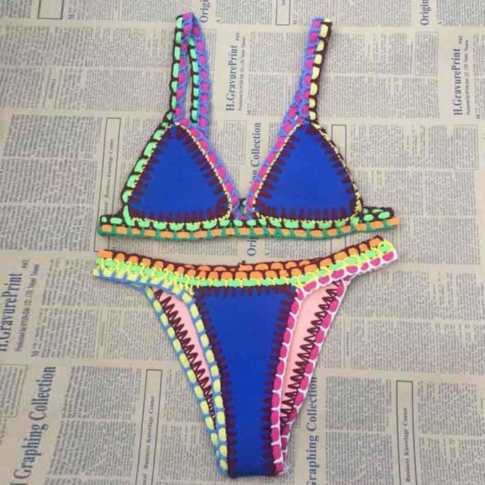 Handmade Femme Maillots de bain Crochet Bikini Set Push-up Rembourré Soutien-gorge Maillots de bain 11 couleur 