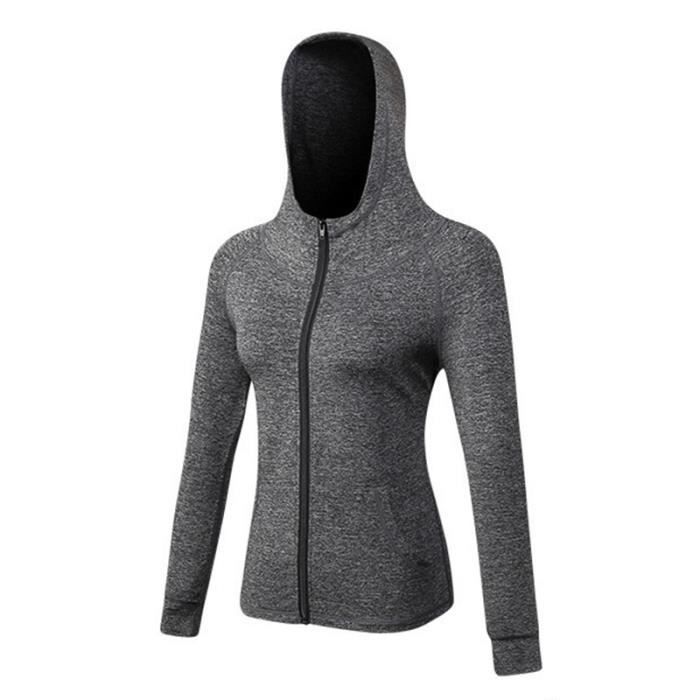 Veste de Sport Femme A Capuchon Running Fitness S chage Rapide