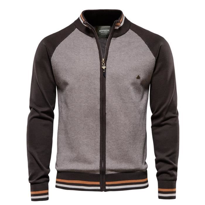 Cardigan Zippé Homme Allthemen - Col Montant Chaud Maille Tricot Automne Hiver