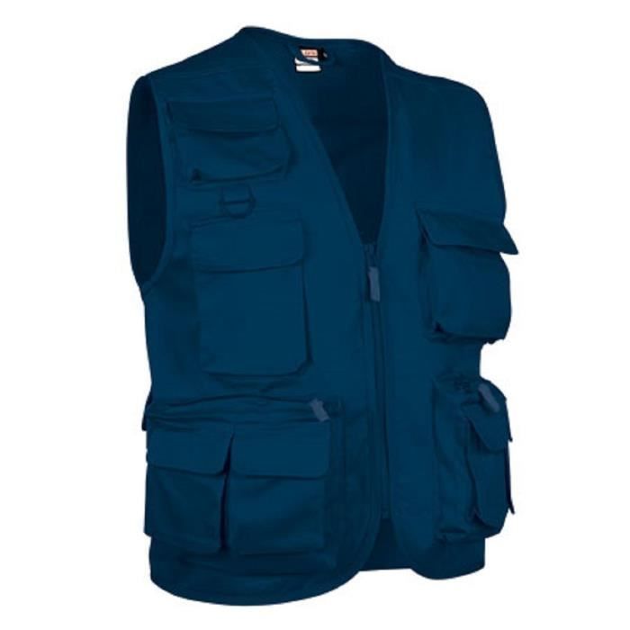 Gilet reporter multipoches sans manches SAFARI bleu marine Cdiscount Pret a Porter
