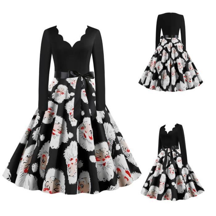 Robe De Noël Femme Velours Vintage - Manches Longues - Grande Taille - Chic & Élégante Pour Fêtes, Soirées Et Quotidien