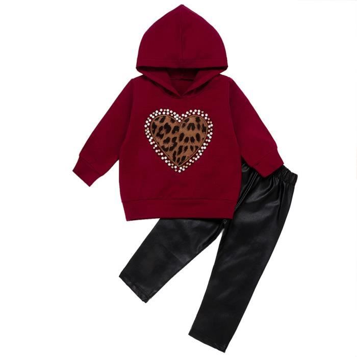 Ensemble Bébé Garçon 2pc Haut Pull-Over à Capuche Pantalon Sport Pull Manches Longues Sweat-Shirt Imprimé